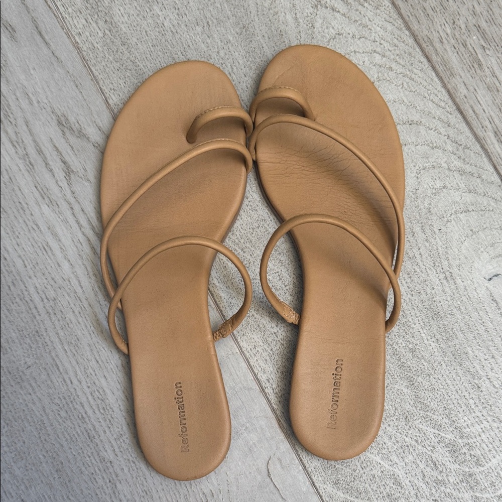 Reformation Light Brown Strappy Sandals